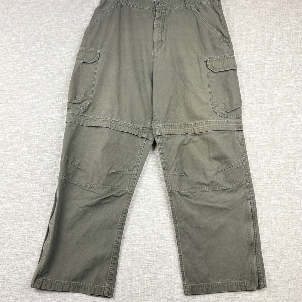 Gander Mountain Mens 36x30 Convertible Cargo Pants Olive Green Y2K Zip Off Leg